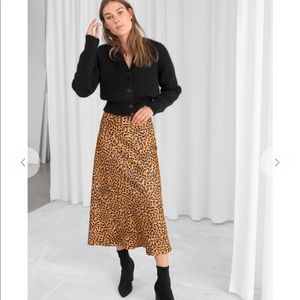 & Other Stories Silk Leopard Print Midi Skirt US 4/ EUR 36